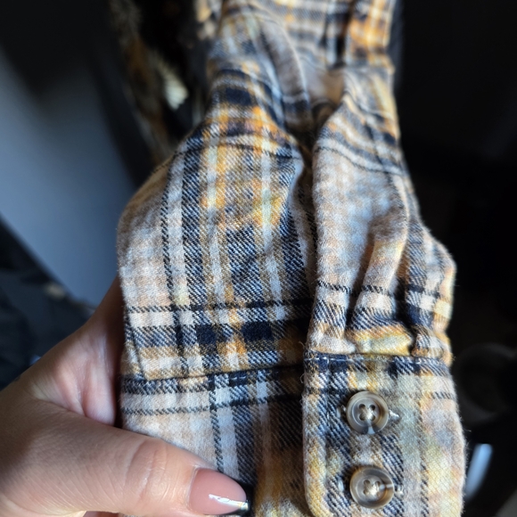 NWOT La la Island Upcycled Yellow/black Flannel, Creek Ranch Wyoming Size S - Picture 8 of 12